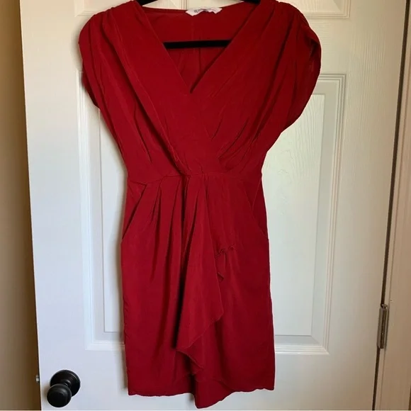 BCBGeneration Red V Neck Dress, size XXS - Picture 7 of 7